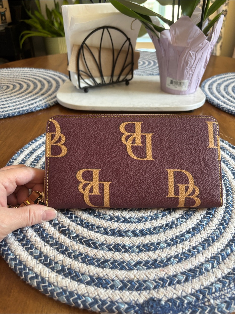 Dooney & Bourke Burgundy Signature Zip Wallet